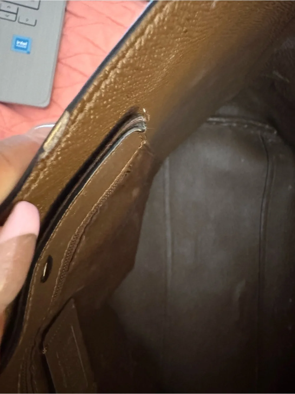 Coach Brown Signature Tote with Black Handles and Star Wars Patches